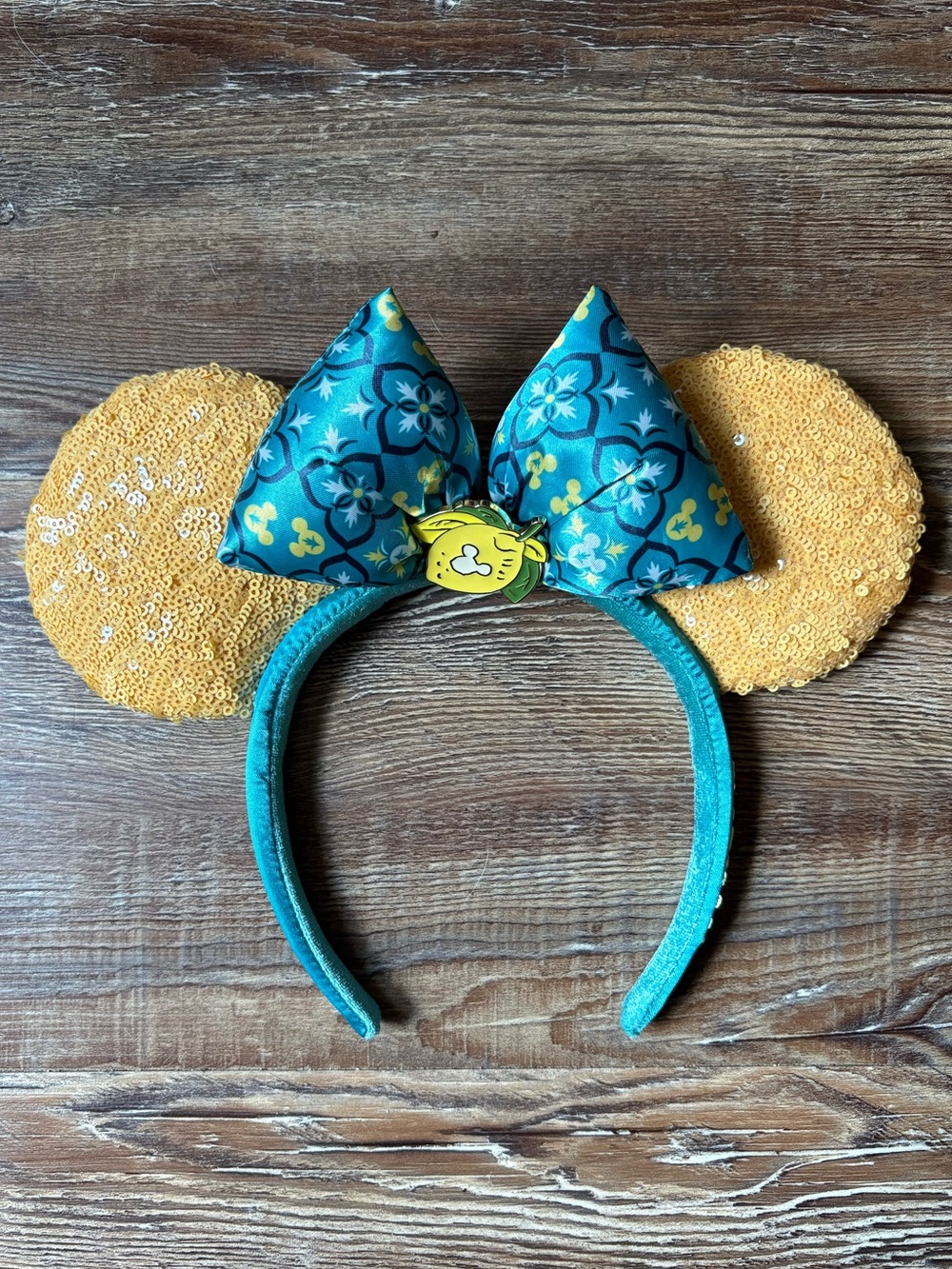 Disney Parks Yellow Sequin Lemon Epcot Italy Mouse Ear Headband